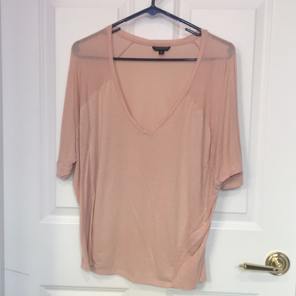 TOPSHOP light pink scoop neck top